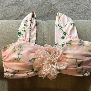 Pink Floral Bathing Suit Top Large